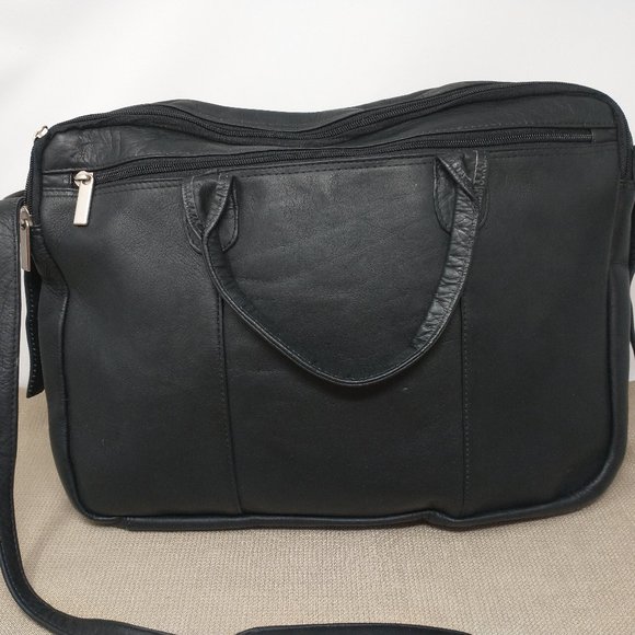 GENUINE BLACK LEATHER BRIEFCASE
